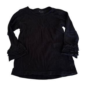 A.T.U.N. Black Ruffle Long Sleeve Tee Shirt - Size 5-6